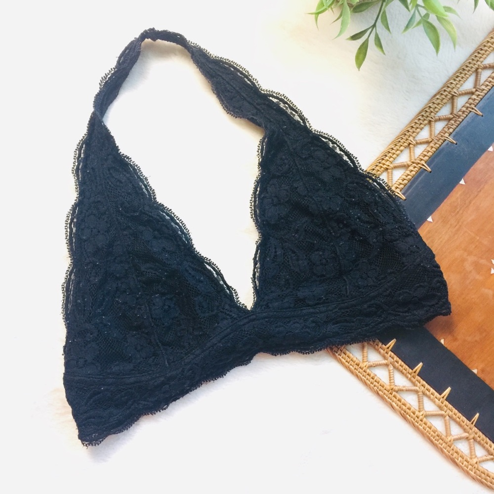 Black lace halter style bralette